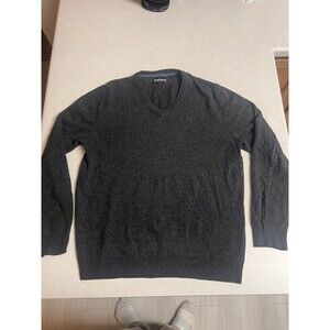 Barbour Sweater Mens XL Lambs Wool V Neck Pullover Charcoal Gray See Pics
